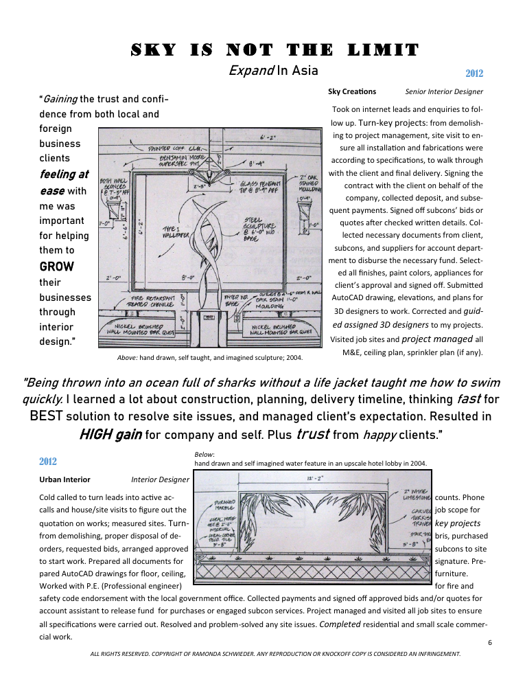 Concept sketches from Ramonda Schwieder's interior design archive